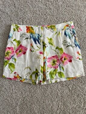 Tommy Bahama White Linen Floral Print Shorts